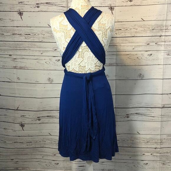 Kenneth Cole Multi-way Convertible Wrap Beach Dress blue size small - Picture 7 of 12